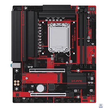MAXSUN MS-B860M I-CAFE 5G (Socket 1851, mATX, 2*DDR5, HDMI, 2xSATA3, 2*M.2,1xPCI-Ex16/1xPCI-Ex4, 4*USB 2.0, 2*USB 3.2, LAN 1*5G, black-red, oem)