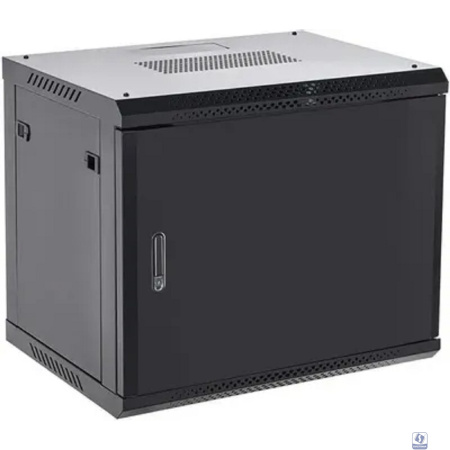 Rexant (04-0954-122) Настенный телекоммуникационный шкаф 19" 9U 550?400мм, дверь металл, с задней стенкой, разборный, черный (RAL 9005)