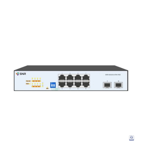 SNR SNR-S2300G-8TM-POE Управляемый Web-smart PoE коммутатор уровня 2, 8 портов 10/100/1000Base-T, 2 порта 1/2.5G SFP, бюджет PoE 130 Вт, встроенный БП ~220V AC