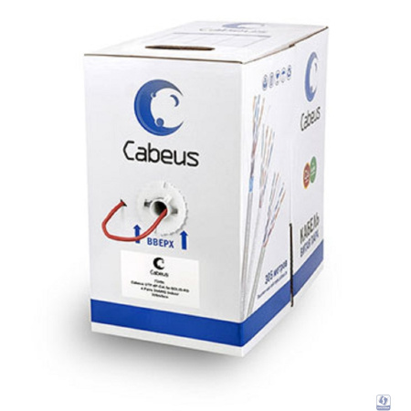 Cabeus UTP-4P-Cat.5e-SOLID-RD Кабель витая параUTP (U/UTP), категория 5e, 4 пары 0,51мм (24AWG), одножильный, красный (305 м)