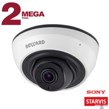 BEWARD SV2005DR Купольная IP-камера  Мп, 1/2.8'' КМОП Sony Starvis, 0.002 лк (день)/0.001 лк (ночь), 2xWDR до 140 дБ, 3 потока H.265/Н.264 HP/MP/BP, MJPEG, 30к/с, объектив 2.8 / 3.6 мм (на выбор)