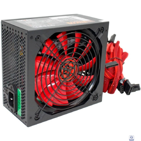 Ginzzu PC600 14CM(Red) 80+ black,APFC,24+4p,2 PCI-E(6+2), 5*SATA, 4*IDE,оплетка, кабель питания,цветная коробка
