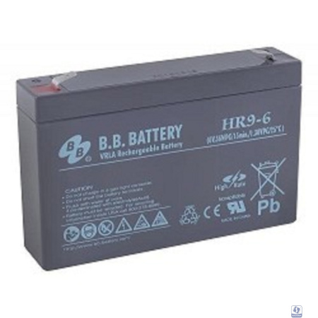 АКБ B.B. Battery HR 9-6 (HR9-6FR) 6В 9Ач, ДхШхВ 151x34x94 мм, масса 1.4 кг, клеммы F2