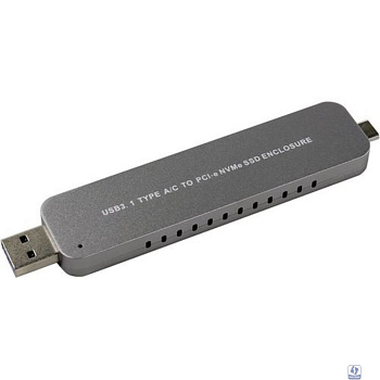 ORIENT 3552U3, USB 3.1 Gen2 контейнер для SSD M.2 NVMe 2242/2260/2280 M-key, PCIe Gen3x2 (JMS583),10 GB/s, поддержка UAPS,TRIM, разъем USB3.1 Type-A + Type-C, корпус в виде флешки, черный (30902)