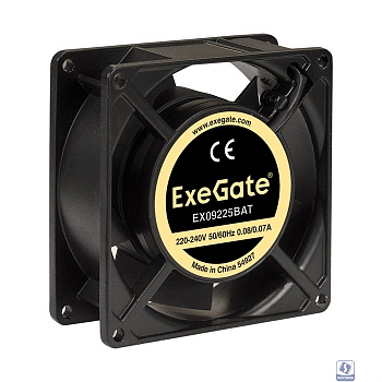 Exegate EX289004RUS Вентилятор 220В ExeGate EX09225BAT (92x92x25 мм, 2-Ball (двойной шарикоподшипник), клеммы, 2600RPM, 35dBA)