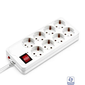 BURO Сетевой фильтр 8 розеток (800SH-1.8-W),1.8м,  белый коробка 