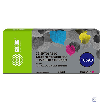 Картридж струйный Cactus CS-EPT05A300 T05A3 пурпурный (215мл) для Epson WorkForce Pro WF-C878/C879