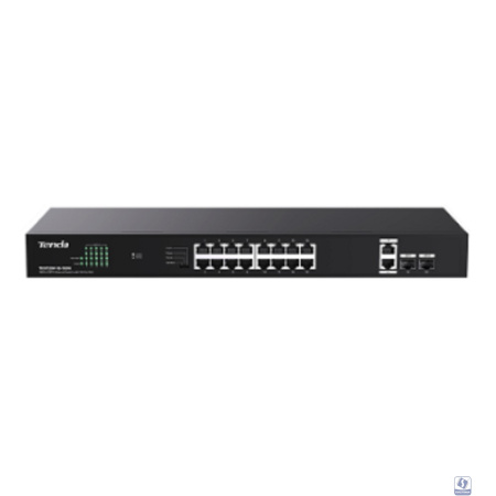 TENDA TEG1120P-16-150W Коммутатор неуправляемый PoE, 18 портов, 18x1 Гбит/с, PoE 16х30 Вт (до 150Вт), SFP 2x1 Гбит/с, установка в стойку