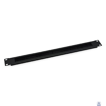 Cabeus SH-J004A-BK Кабельный органайзер горизонтальный 19" 1U, с щеточным вводом, металлический, цвет черный (RAL 9004)