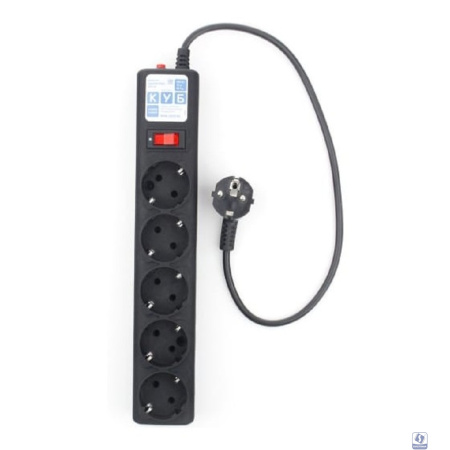 PowerCube Фильтр-удлинитель 0.5м, 5 розеток,10А (SPG5-С1), черный графит 