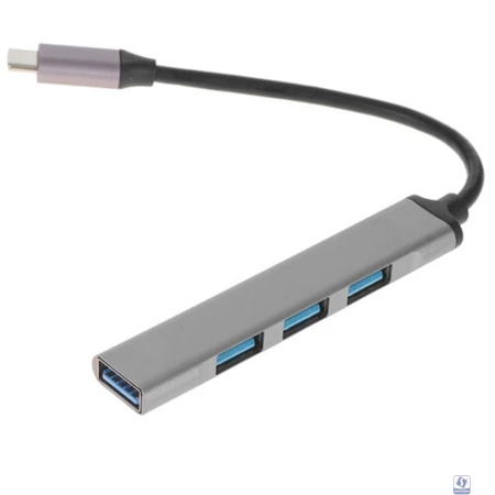 ORIENT CU-323, Type-C USB 3.0 (USB 3.1 Gen1)/USB 2.0 HUB 4 порта: 1xUSB3.0 + 3xUSB2.0, USB штекер тип С, алюминиевый корпус, серебристый (31235)