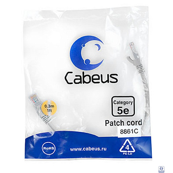 Cabeus PC-UTP-RJ45-Cat.5e-3m-WH Патч-корд UTP, категория 5e, 3 м, неэкранированный, белый