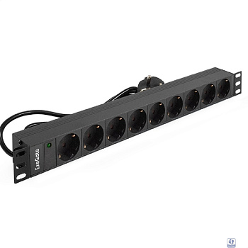 Exegate EX280850RUS Блок розеток ExeGate ServerPro PDU-19H904 Al-9S-EU2.5, 19",1U,алюм, 9Schuko, евровилка, 2.5м
