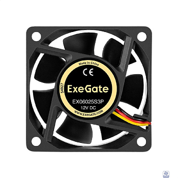 Exegate EX297033RUS Вентилятор 12В DC ExeGate EX06025S3P (60x60x25 мм, Sleeve bearing (подшипник скольжения), 3pin, 3500RPM, 24dBA)