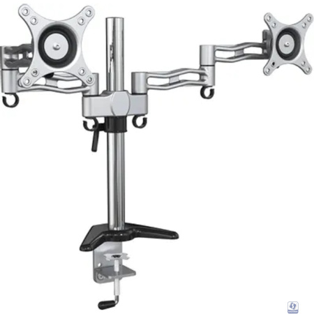 Cactus CS-VM-D08-AL серебристый  Кронштейн для 2-х мониторов 13"-27" макс.8кг настольный поворот и наклон