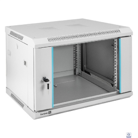 Exegate EX298599RUS Шкаф телекоммуникационный 19" настенный 6U ExeGate EC-WM-6U.450.G.GREY (19”, 6U, 600x450x370mm (ШхГхВ), передняя дверь закаленное стекло, съемные боковые панели, пыле- и влагозащит