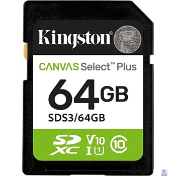 SecureDigital 64GB Kingston SDS3/64GB Canvas Select Plus V10
