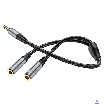 HOCO UPA21/ AUX аудио кабель/3.5 mm jack M - 2x3.5 mm jack F/ 0.25m/ Black