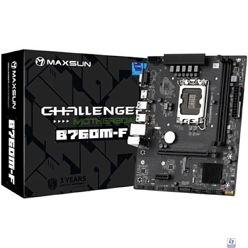 MAXSUN MS-Challenger B760M-F (Socket 1700, mATX, 2*DDR4, VGA/HDMI, 3*SATA3, 1*M.2, 1xPCI-E x16 /1xPCI-E x, 4*USB 2.0, 2*USB 3.2 Gen1 , LAN 1*1G, RTL)
