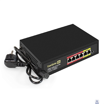 Exegate EX299020RUS Коммутатор неуправляемый ExeGate EDES-1006D.4PoE-48W (6-портовый UTP 10/100 Base-Tx: 4 порта 802.3af (PoE), мощность PoE: 25W, суммарно 48W, 2 порта RJ45 uplink, настенный/настольн