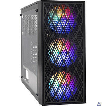 Exegate EX292859RUS Корпус Miditower ExeGate EVO-8243 (ATX, без БП, 2*USB+1*USB3.0, черный, 3 вент. с RGB подсветкой, боковая панель - закаленное стекло)