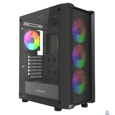 Powercase Mistral EA19, Tempered Glass, 4x 120mm ARGB PWM Fan, чёрный, ATX  (CMAEA19-A4)