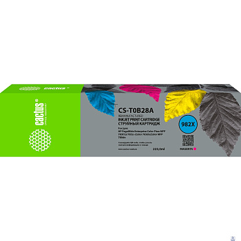 Картридж струйный Cactus CS-T0B28A 982X пурпурный (223мл) для HP PageWide 765dn/780 Enterprise Color
