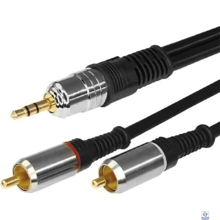 Rexant (17-4225) Шнур Стерео 3,5мм - 2 RCA, 5м, Gold-металл