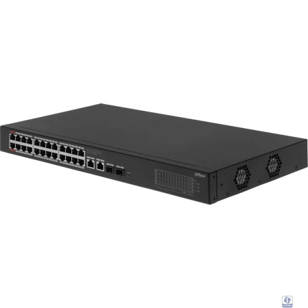 DAHUA DH-S3228-24GT-375 24-портовый неуправляемый гигабитный коммутатор с PoE L2 24 RJ45 10/100/1000Мбит/с (PoE/PoE+/Hi-PoE), 2 RJ45 10/100/1000Мбит/с (uplink), 2 SFP 1000Мбит/с (uplink), POE: 375Вт  