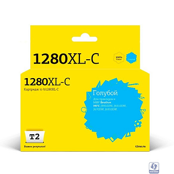 T2  LC-1280XLC Картридж (IC-B1280XL-C) струйный для Brother MFC-J5910DW/J6510DW/J6710DW/J6910DW, голубой