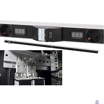 REM Верт. блок розеток Rem-32 с амп., 24 Schuko, 32А, алюм., 42-48U, колодка (R-32-24S-Am-1820-K)