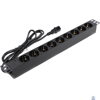 Exegate EX280852RUS Блок розеток ExeGate ServerPro PDU-19H906 Al-9S-C14-2.5, 19",1U,алюм, 9Schuko, кабель с C14 2.5м