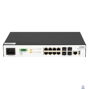 SNR SNR-S5210G-8TX-UPS Управляемый коммутатор уровня 2+, 8 портов 10/100/1000Base-T, 4 порта 1/10G SFP+, встроенный БП ~220V AC, разъем для АКБ 12V с возможностью заряда