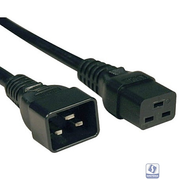 Hyperline PWC-IEC19-IEC20-1.0-BK Кабель питания IEC 320 C19 - IEC 320 C20 (3x1.5), 16A, прямая вилка, 1м, цвет черный