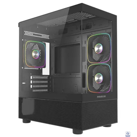 Powercase Корпус Vision Micro M2 ARGB, Tempered Glass, 3x 120mm ARGB PWM Fan, чёрный, mATX  (CVMBM2-A3)
