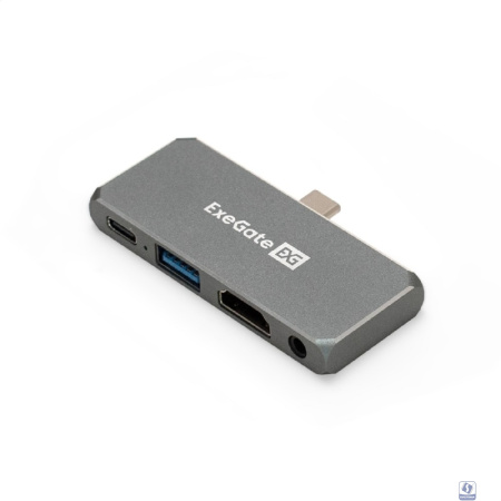 Exegate EX297633RUS Док-станция 5-в-1 ExeGate DUB-31C/PD/HA (кабель-адаптер USB Type-C --> 1xUSB3.0 + Type-C DATA (480MB/s) + PD 100W + HDMI 4K@30Hz + Audio, Plug&Play, подходит для iPad Pro и мобильн