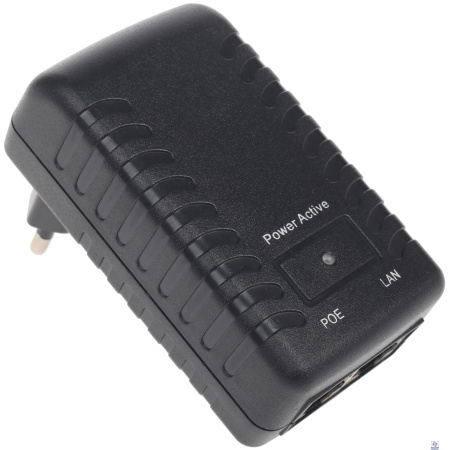 ORIENT SAP-48POE, PoE инжектор питания 24 Вт, AC 100-240V/ DC 48V, 0.5A, вход: RJ45 LAN 10/100, выход: RJ45 PoE тип B (4/5+,7/, совместим с оборудованием PoE IEEE 802.3af, уст.в розетку (29968)
