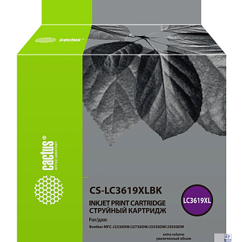 Картридж струйный Cactus CS-LC3619XLBK черный (68мл) для Brother MFC-J2330DW/J2730DW/J3530DW/J3930DW