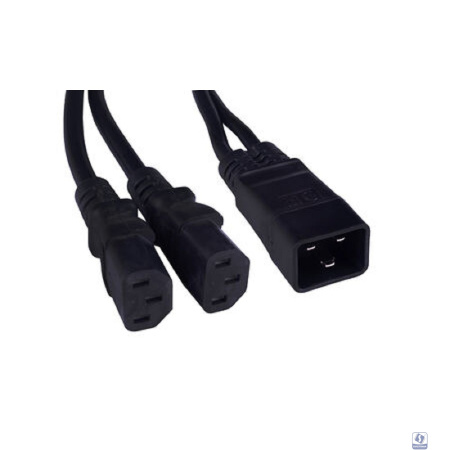 Cabeus PC-IEC20-2xIEC13-1.5-0.3M Кабель питания (C20 - 2xC13) (3x1.5), черный, 0.3 м