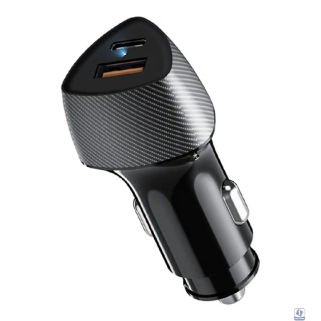 Rexant (16-0246) Автомобильное зарядное устройство с двумя портами (USB-A QC 3.0 + USB-C PD) со световой индикацией, 51Вт, черное 