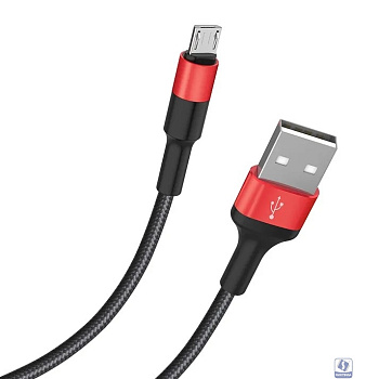 HOCO HC-80220 X26/ USB кабель Micro/ 1m/ 2A/ Нейлон/ Black&Red