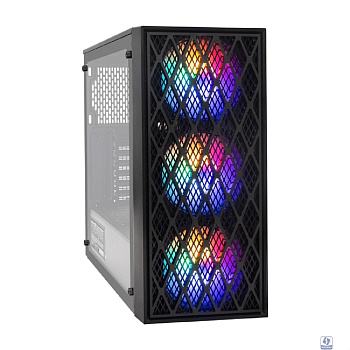 Exegate EX293017RUS Корпус Miditower ExeGate EVO-8243-NPX500 (ATX, БП 500NPX с вент 12 см, 2*USB+1*USB3.0, черный, 3 вент. с RGB подсветкой, боковая панель - закаленное стекло)