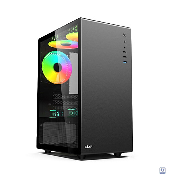 CBR Корпус mATX Minitower V500, без БП, 1*USB 3.0, 2*USB 2.0, HD Audio+Mic, закаленное стекло, Black [PCC-MATX-V500-WPSU]