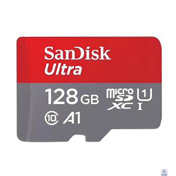 Micro SecureDigital 128GB SanDisk Ultra Class 10, UHS-I, R 140 МБ/с, <SDSQUAB-128G-GN6MN> без адаптера SD