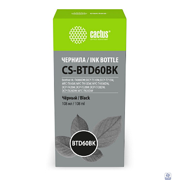 Чернила Cactus CS-BTD60BK BTD60BK черный 108ml для Brother HL-T4000DW, DCP-T510W, DCP-T710W, MFC-T81