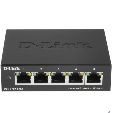 D-Link DGS-1100-05V2/A1A Настраиваемый L2 коммутатор с 5 портами 10/100/1000Base-T