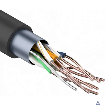 PROconnect (01-0146-3) Кабель витая пара омедненный, F/UTP, CCA, CAT 5e, PE, 4PR, 24AWG, OUTDOOR, SOLID, черный, 305м