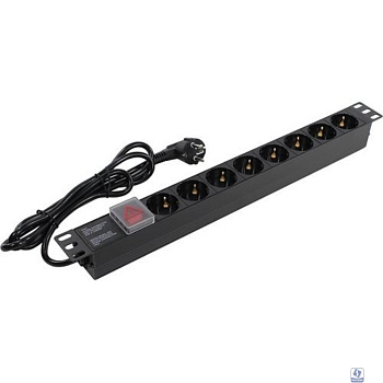 Exegate EX280841RUS Блок розеток ExeGate ServerPro PDU-19H802 Al-8S-EU1.8-SW, 19",1U,алюм, 8Schuko, евровилка, 1.8м