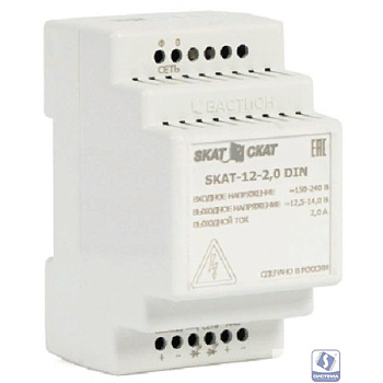 БАСТИОН SKAT-12-2.0 DIN (СКАТ ИБП-12/2-DIN) источник питания 12В 2,3А АКБ внешн. 1х7-17Ач, под DIN рейку 35 мм, МПТ (596)