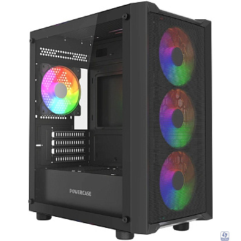 Powercase Mistral Micro EM19, Tempered Glass, 4x120mm ARGB PWM fan, чёрный, mATX  (CMMEM19B-A4)